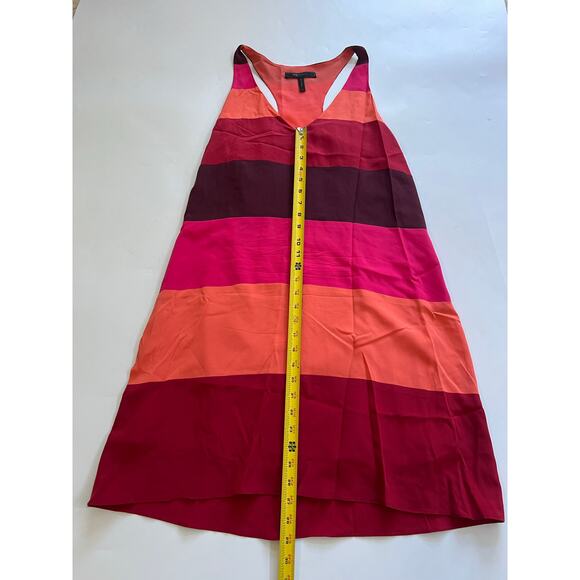 BCBG V-Neck 100% Silk Color Block Mini Dress Small Artsy Boho Romantic Beach - Picture 4 of 13